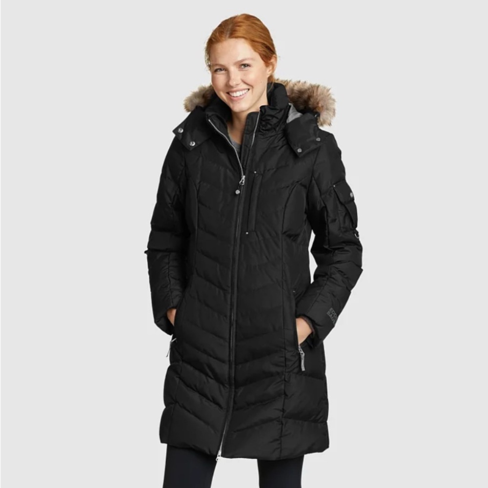Eddie Bauer Black Womens Sun Valley Down Parka Winter Coat